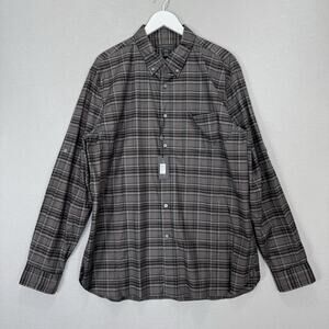 John Varvatos USA Luxe Plaid Button Down Shirt Mens XXL Gray Luxury Old Money